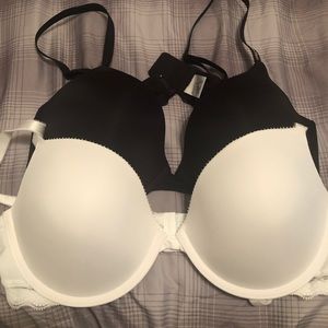Two bras: black and white